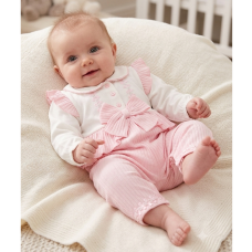BIS-2020-2716: Baby Girls Frill & Bow Mock 2 Piece All in One Outfit (NB-6 Months)